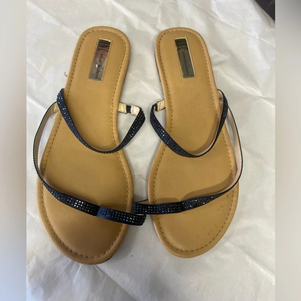 5/$20 Women’s INC International Concepts Rhinestone Bling Sandals Navy Blue‎ 9.5
